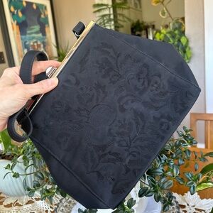 Vintage Embroidered Black Handbag